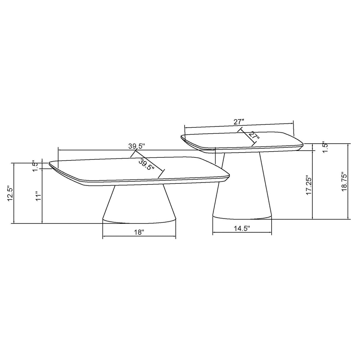 Eason 2-Piece Coffee Table Set Walnut and Black