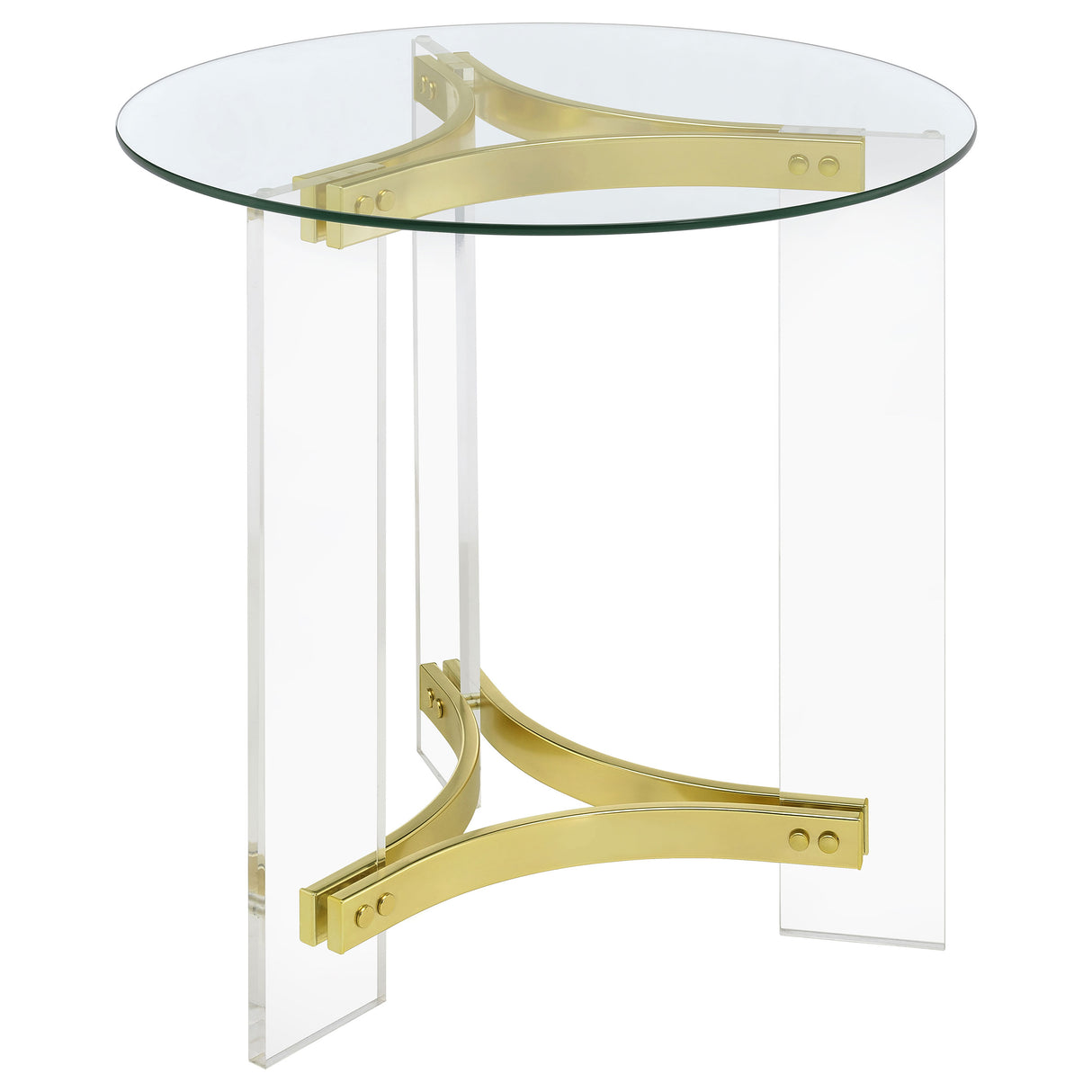 Janessa Round Glass Top Acrylic Leg End Table