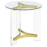 Janessa Round Glass Top Acrylic Leg End Table