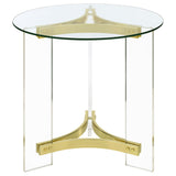 Janessa Round Glass Top Acrylic Leg End Table