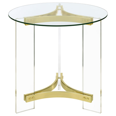 Janessa Round Glass Top Acrylic Leg End Table