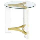 Janessa Round Glass Top Acrylic Leg End Table