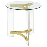 Janessa Round Glass Top Acrylic Leg End Table