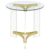 Janessa Round Glass Top Acrylic Leg End Table