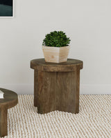Kinkaid Round Solid Mango Wood End Table, Brown