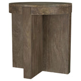 Kinkaid Round Solid Mango Wood End Table, Brown