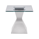 Jenny Glass Top Stainless Steel Side End Table