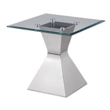 Jenny Glass Top Stainless Steel Side End Table