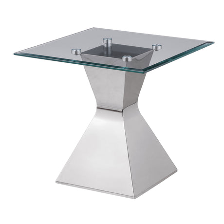 Jenny Glass Top Stainless Steel Side End Table