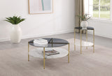Jonelle 2-Piece Round Coffee and End Table Set, Gold