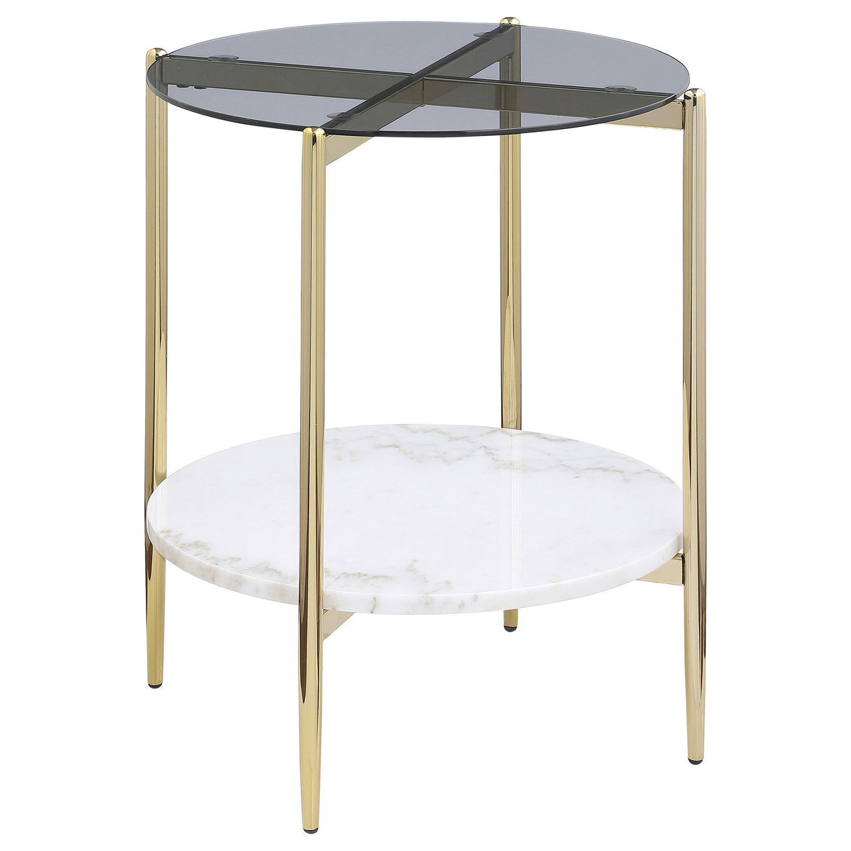 Jonelle 2-Piece Round Coffee and End Table Set, Gold