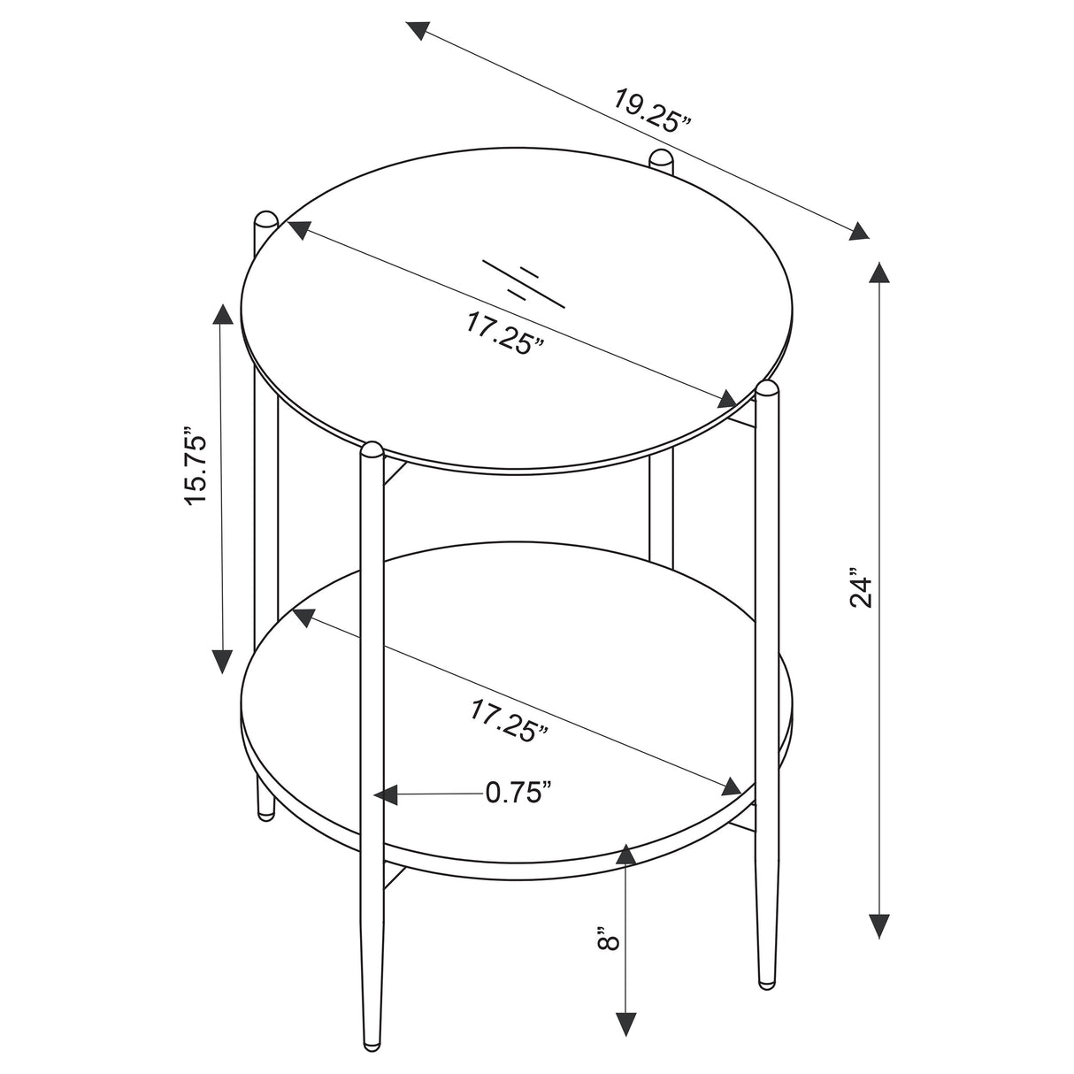 Jonelle 2-Piece Round Coffee and End Table Set, Gold