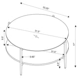 Jonelle Round Glass Top Coffee Table with White Marble Shelf