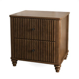 Fluted Nightstand With 3 Drawers