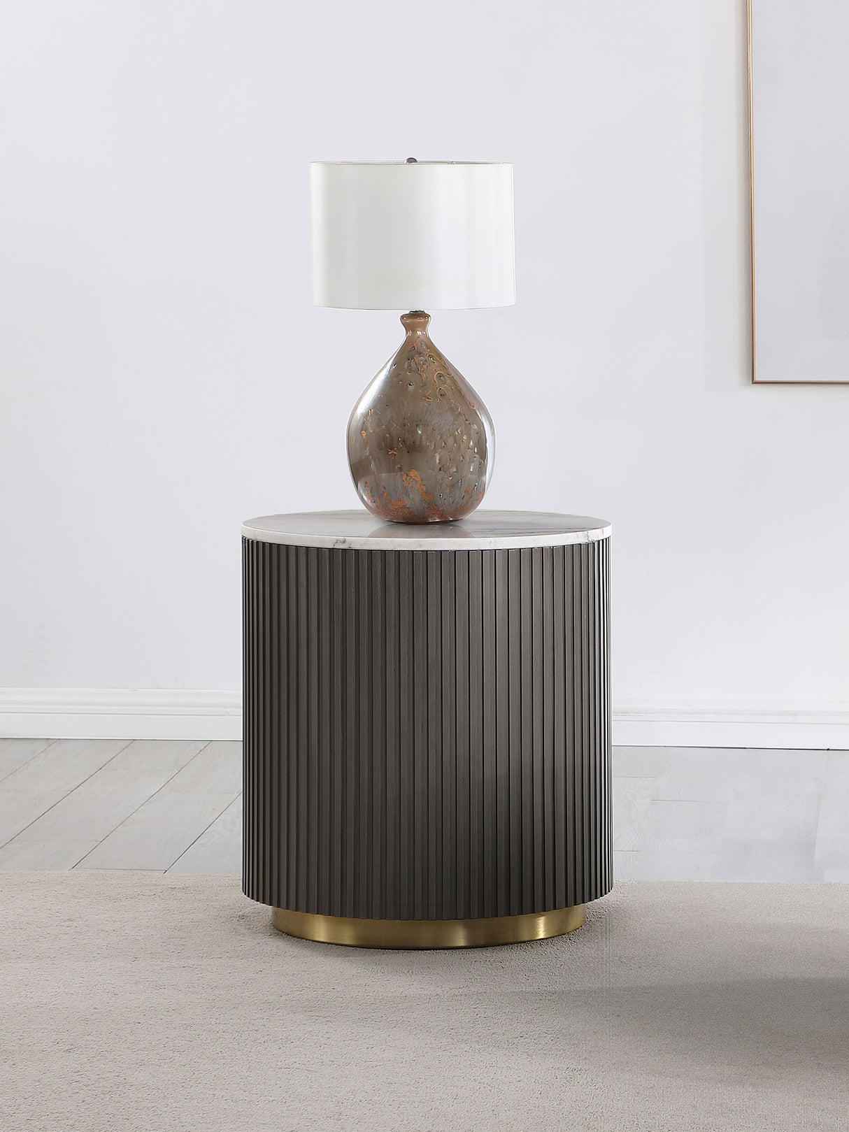 Jason Round White Marble Top Side Table Charcoal