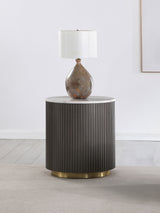 Jason Round White Marble Top Side Table Charcoal