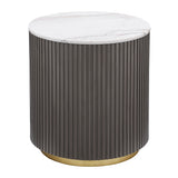 Jason Round White Marble Top Side Table Charcoal