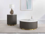 Jason Round White Marble Top Side Table Charcoal