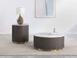 Jason 2-Piece Round White Marble Coffee Table Set