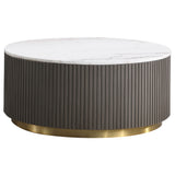 Jason 2-Piece Round White Marble Coffee Table Set