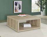 Frisco Square Engineered Wood Coffee Table in Distressed Pine