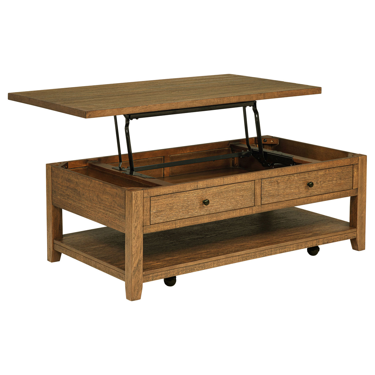 Payne 48-Inch Mobile Lift Top Coffee Table in Distressed Brown