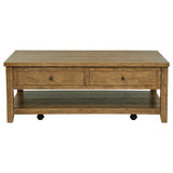 Payne 48-Inch Mobile Lift Top Coffee Table in Distressed Brown