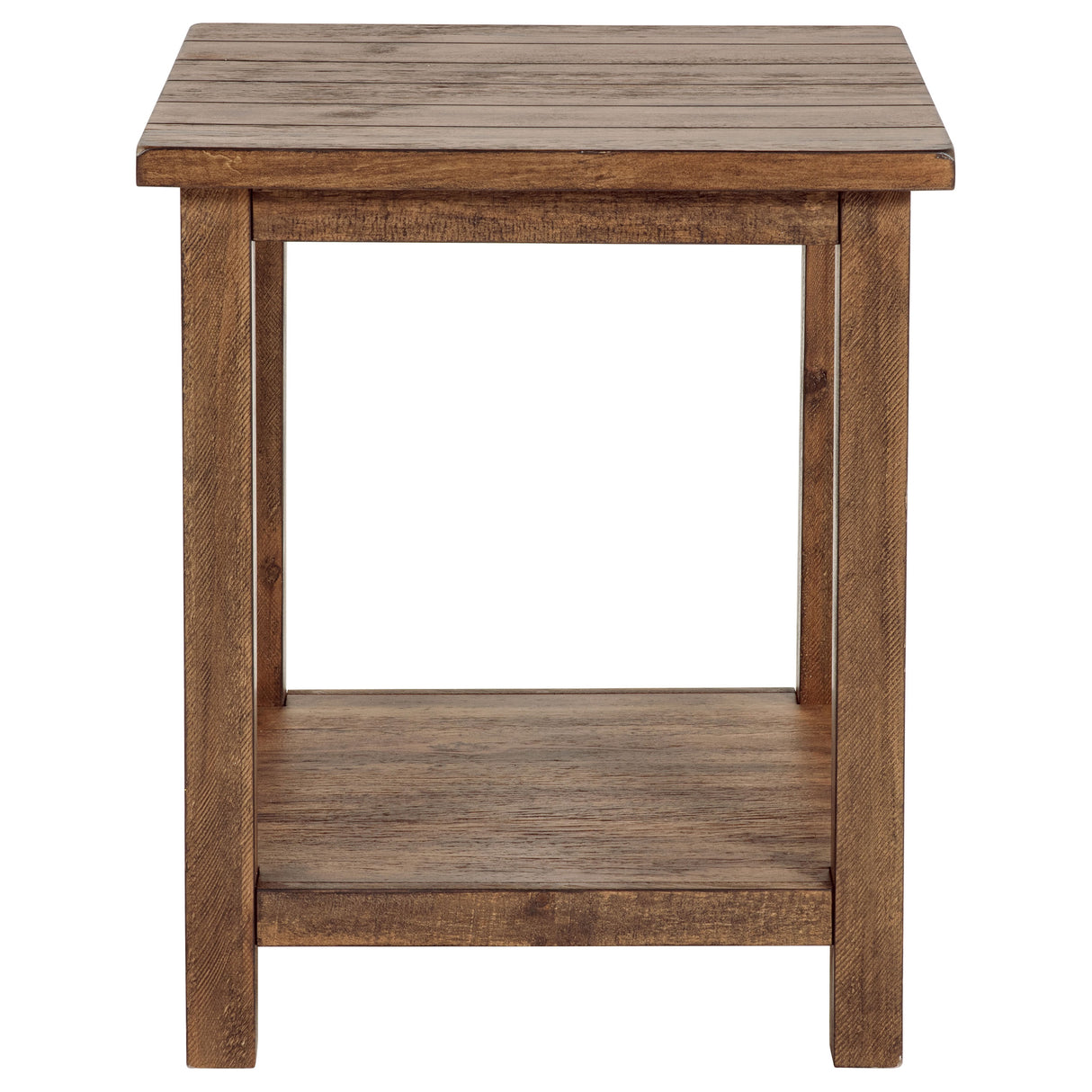 Payne Wood End Table with Shelf - Distressed Brown
