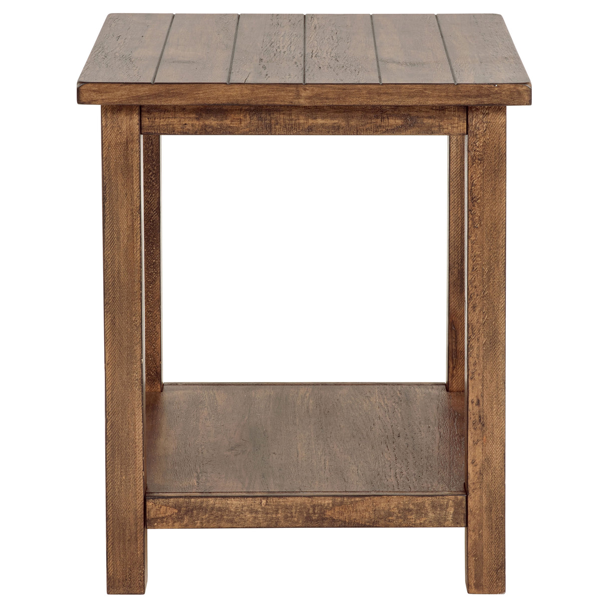 Payne Wood End Table with Shelf - Distressed Brown