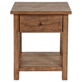 Payne 1-Drawer Wood End Table with Shelf, Distressed Brown