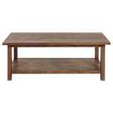 Payne Wood Coffee Table with Shelf, Distressed Brown