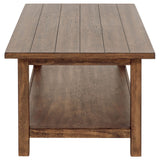 Payne Wood Coffee Table with Shelf, Distressed Brown