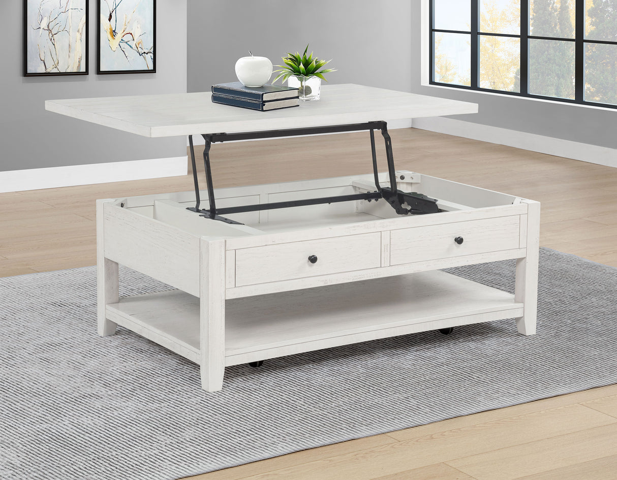 Payne 48-Inch Mobile Lift Top Coffee Table in Distressed White