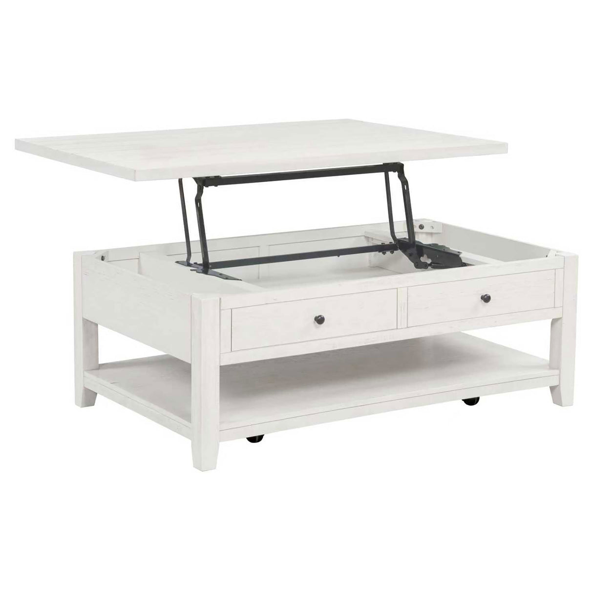 Payne 48-Inch Mobile Lift Top Coffee Table in Distressed White