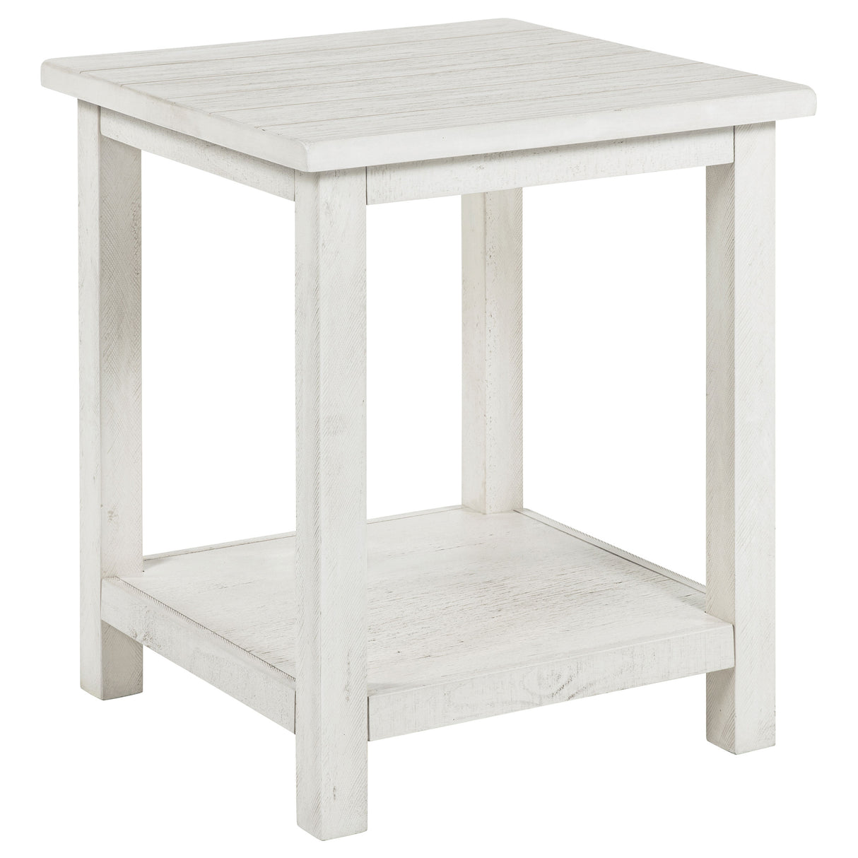 Payne Wood End Table with Shelf - Distressed White