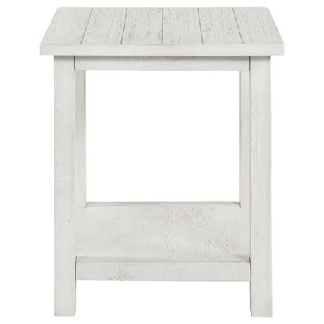 Payne Wood End Table with Shelf - Distressed White
