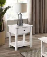 Payne 1-Drawer Wood End Table with Shelf - Distressed White