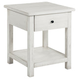 Payne 1-Drawer Wood End Table with Shelf - Distressed White