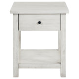 Payne 1-Drawer Wood End Table with Shelf - Distressed White