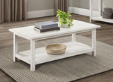 Payne Wood Coffee Table with Shelf - Distressed White