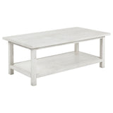Payne Wood Coffee Table with Shelf - Distressed White