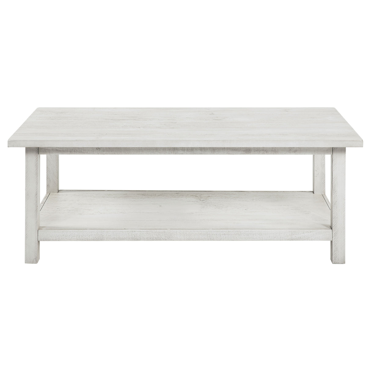 Payne Wood Coffee Table with Shelf - Distressed White