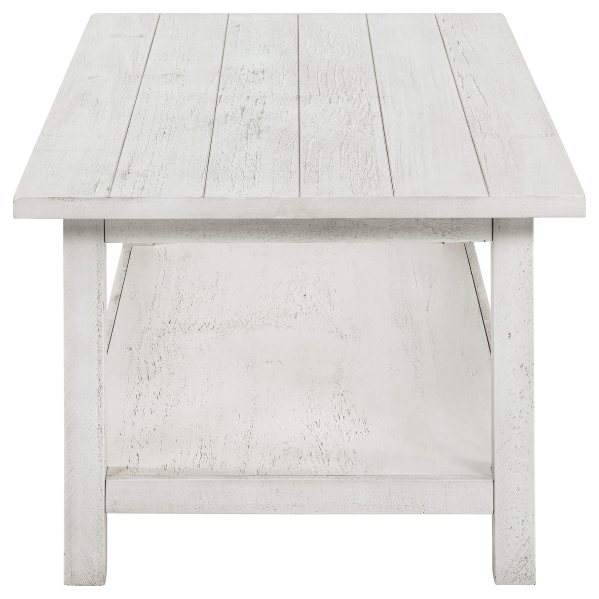 Payne Wood Coffee Table with Shelf - Distressed White