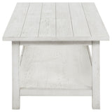 Payne Wood Coffee Table with Shelf - Distressed White