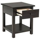 Payne 1-Drawer Wood End Table with Shelf - Distressed Java
