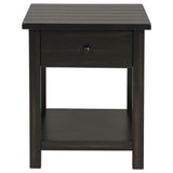 Payne 1-Drawer Wood End Table with Shelf - Distressed Java