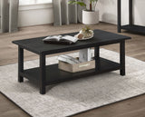 Payne Wood Coffee Table with Shelf, Distressed Java