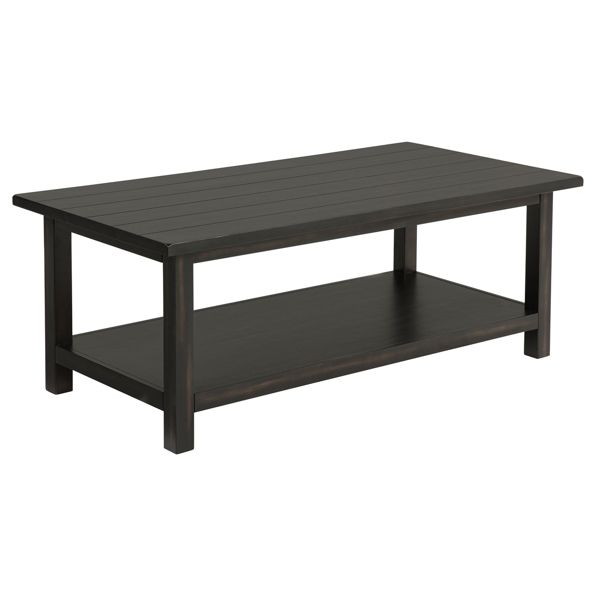 Payne Wood Coffee Table with Shelf, Distressed Java