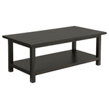 Payne Wood Coffee Table with Shelf, Distressed Java