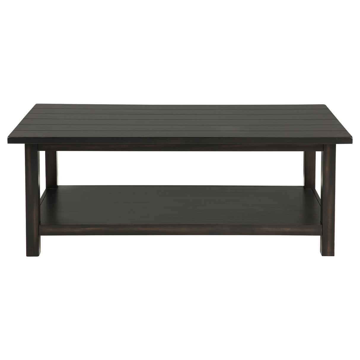 Payne Wood Coffee Table with Shelf, Distressed Java